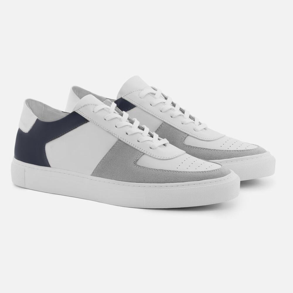 Beckett Simonon Garcia Men’s Sneakers White Grey Blue Leather Suede Size 8 New — image 4 of 8